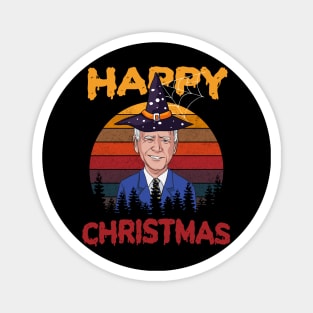 Vintage Joe Biden Funny Halloween Happy Christmas Witch Hat Magnet